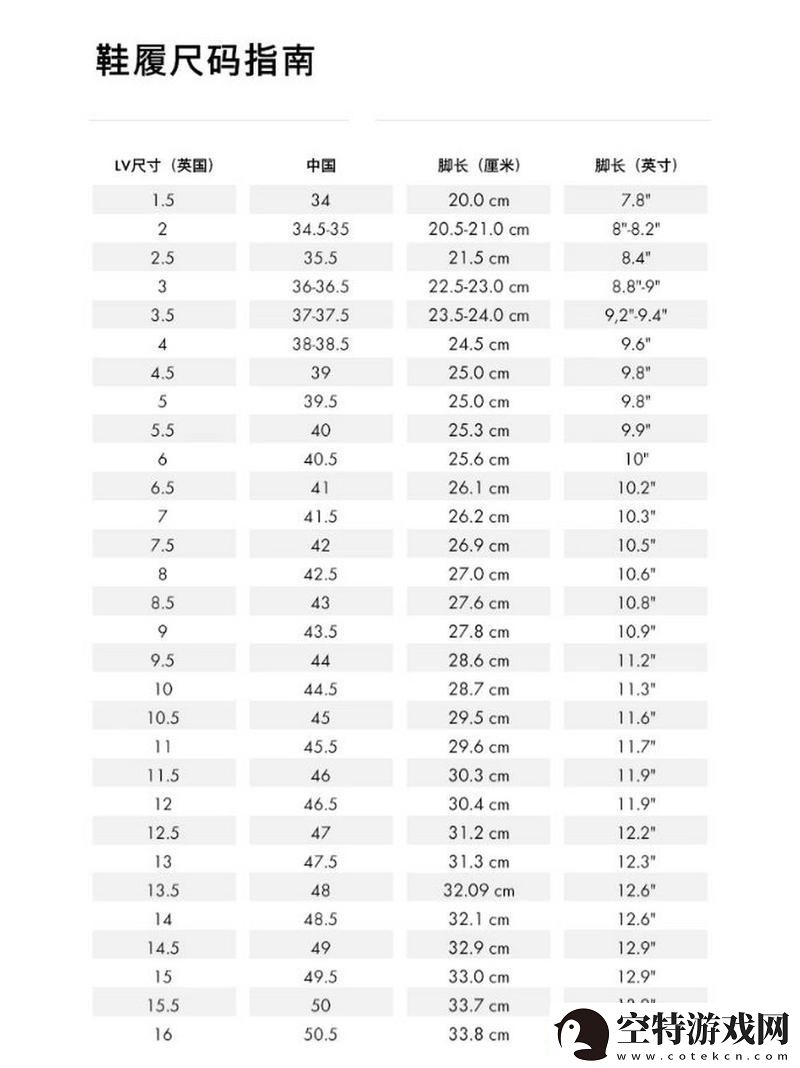 内容丰富欧洲尺码、日本尺码、美国尺码及欧洲LV解析