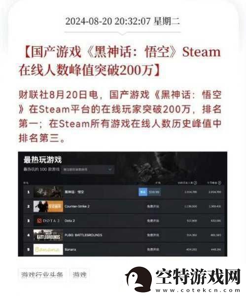 黑神话-悟空销量火爆-WeGame平台或已近百万大关！！